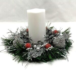 Holiday Floral Arrangement Centerpiece LED Candle Garland Christmas Decor